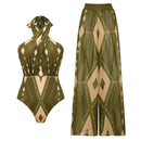 Green tribal halter + pantalon
