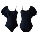 Black one shoulder ruffle con falda