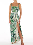 Green floral garden + falda