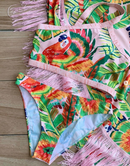 Serena bikini fringe + falda ROSA