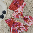 Bruna one shoulder floral red