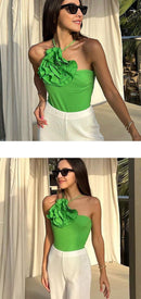 Green flower swimsuit