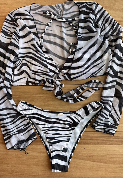 Zebra bikini + cover up