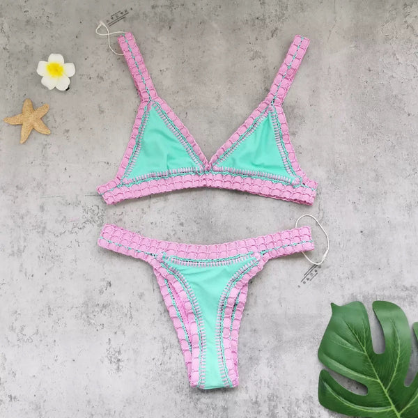 lace reversible aqua  bikini