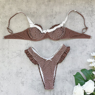 Polka dots brown bikini