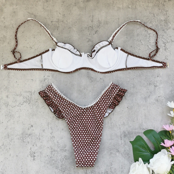 Polka dots brown bikini