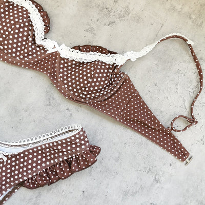 Polka dots brown bikini