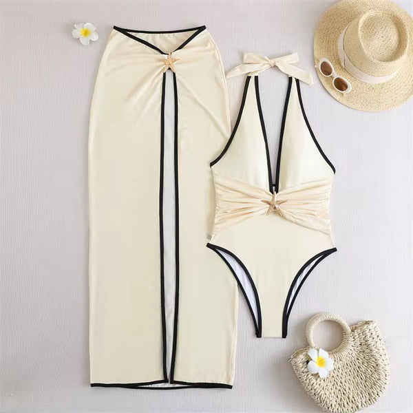 Contrast nude +falda