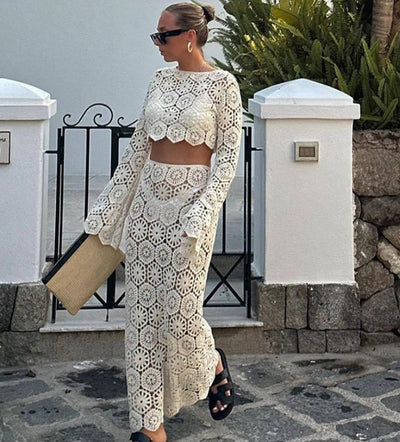 Falda White crochet