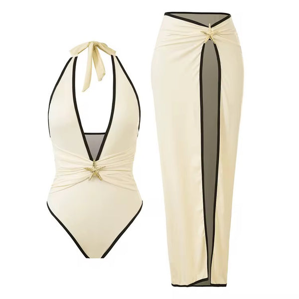 Contrast nude +falda