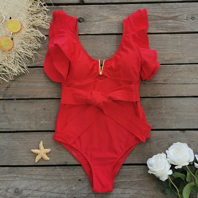 Bruna red one shoulder