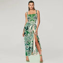 Green floral garden + falda