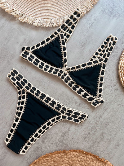 lace black nude bikini