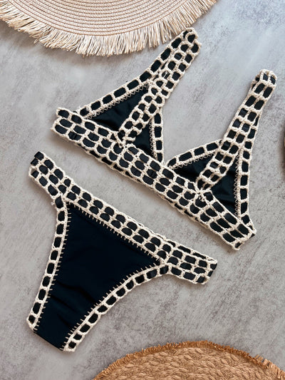 lace black nude bikini