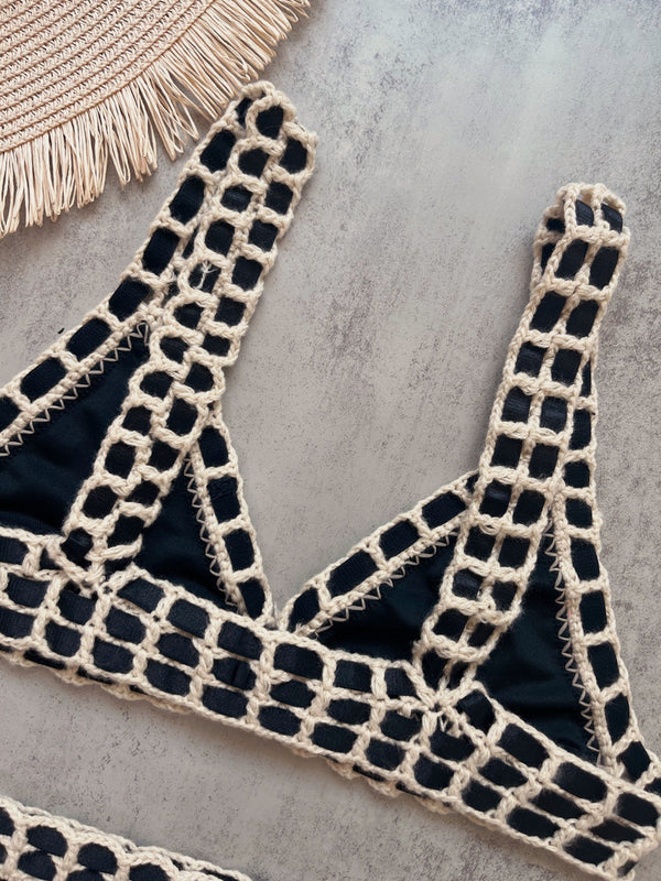 lace black nude bikini