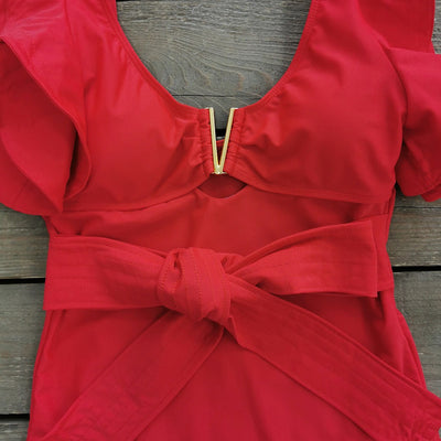 Bruna red one shoulder
