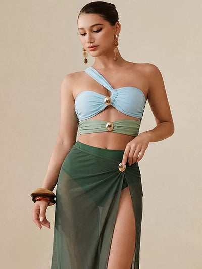 Serena Green one shoulder + falda