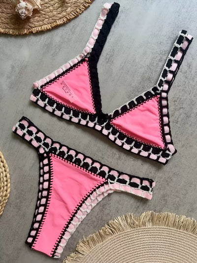 lace neon pink  bikini