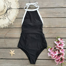 Contrast Black Wrap Swimsuit