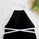 Contrast Black Wrap Swimsuit