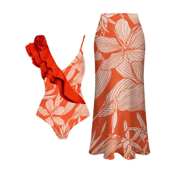 Serena Orange floral + falda incluida