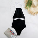 Contrast Black Wrap Swimsuit