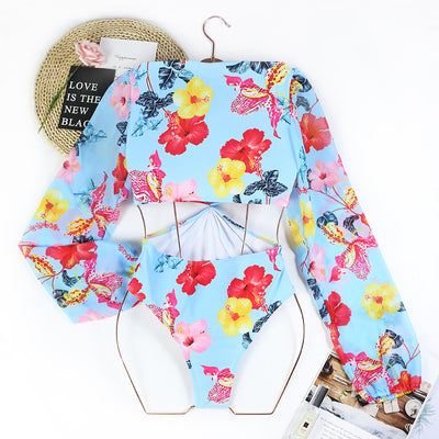 Long sleeve blue floral surfer