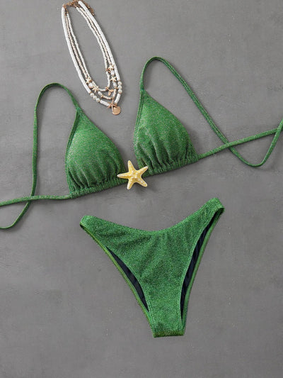 Star glitter Green bikini