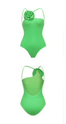 Green flower swimsuit