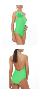 Green flower swimsuit