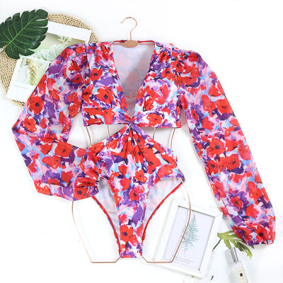Long sleeve red floral surfer