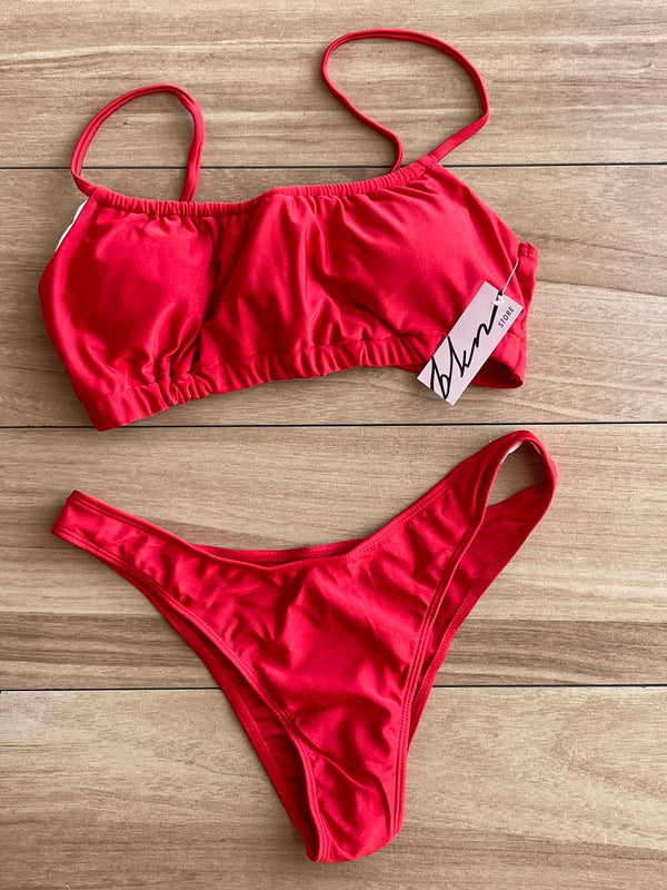 Red bikini ruffle
