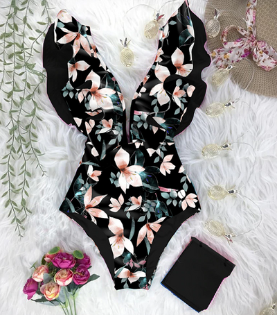 Silicia black floral